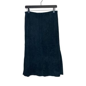 Spiegel Vintage Black Suede Midi Skirt Mid Length Skirt Size Small